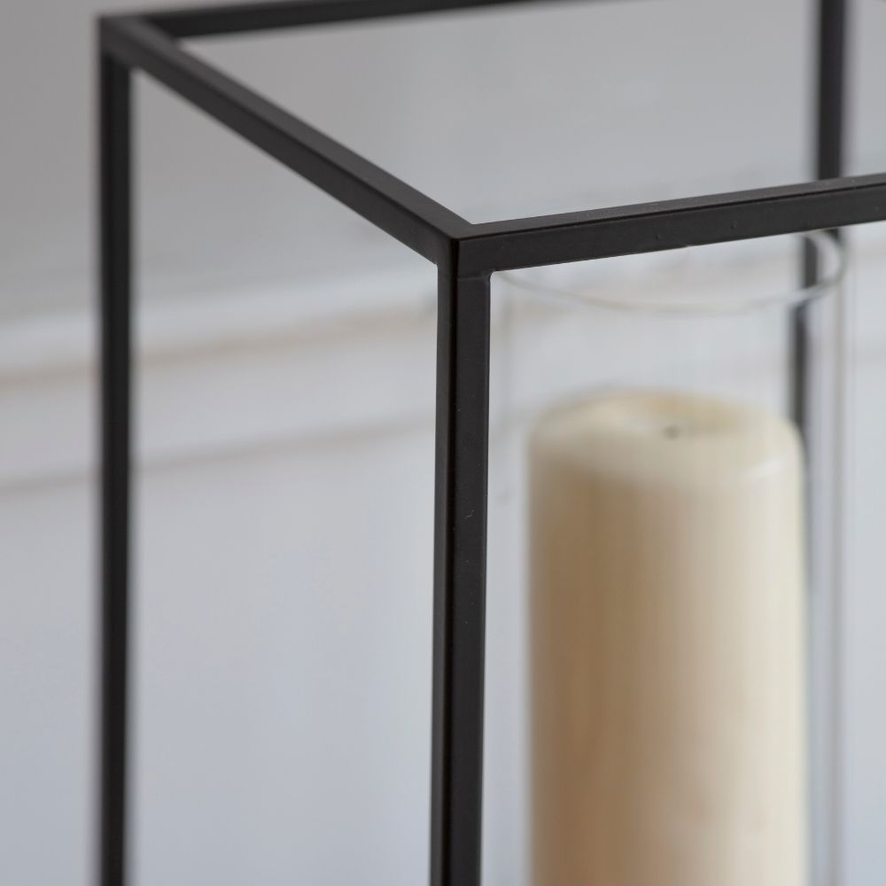 Product photograph of Garden Trading Framed Tall Steel Windlight In Black from Olivia's.