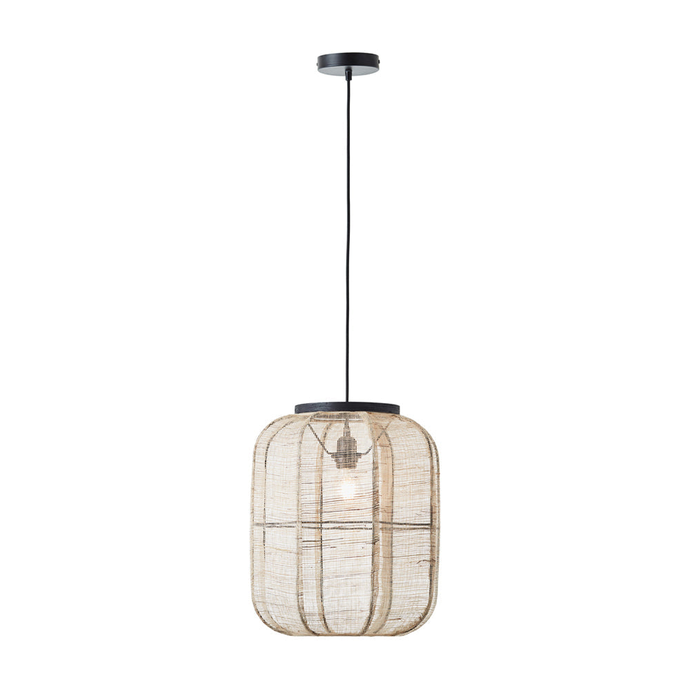 Product photograph of Gallery Interiors Zane Rounded Rectangle Pendant Light In Natural Black Outlet from Olivia's