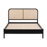 Rattan and Black Double Bed