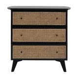 Rattan and Black Chest of Draws