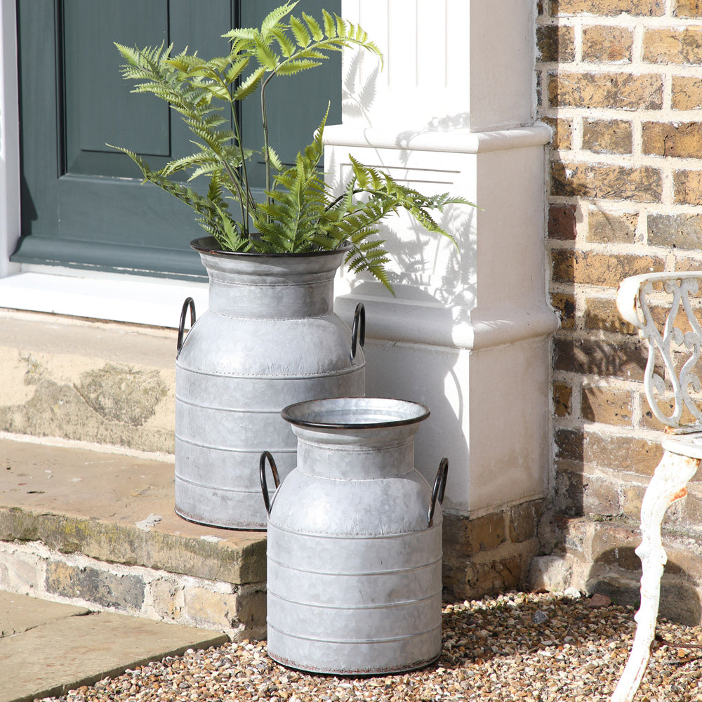 Product photograph of Gallery Interiors Lambert Galvanised Milk Churn Grey Outlet Small from Olivia's