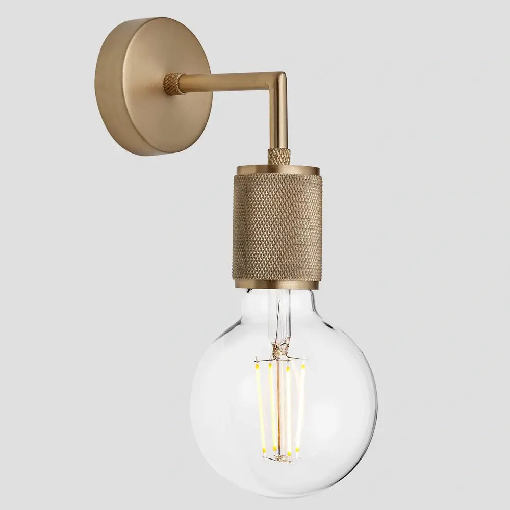 Product photograph of Industville Knurled Edison Wall Light In Brass from Olivia's.