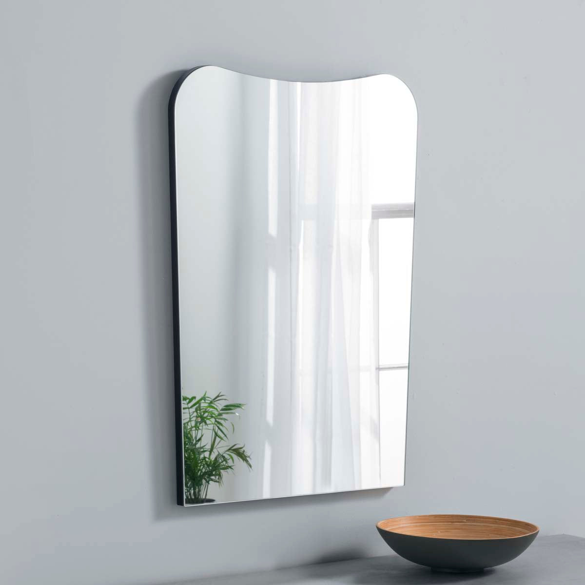 Olivias Irregular Wall Mirror In Black 79x56cm