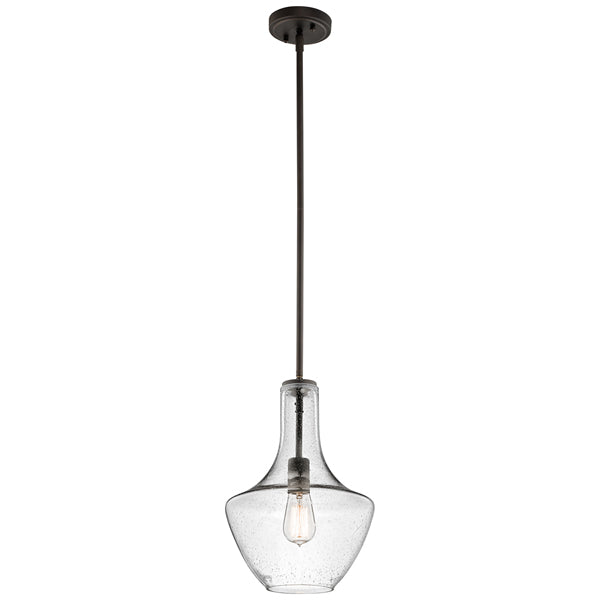 Product photograph of Elstead Everly 1 Light Pendant Olde Bronze Outlet Medium from Olivia's.