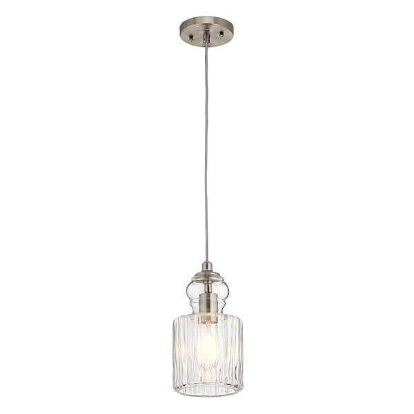 Product photograph of Elstead Riviera 1 Light Pendant Brushed Nickel Style B Outlet from Olivia's