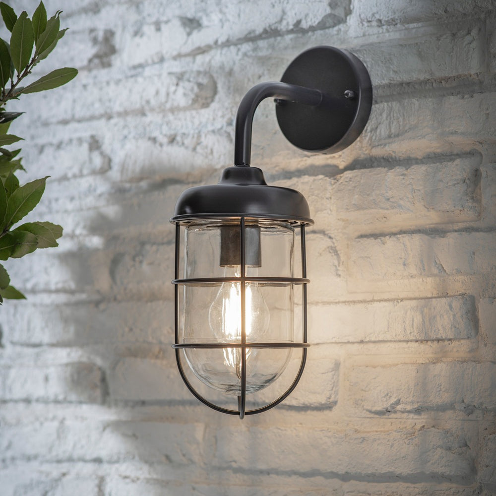 Product photograph of Garden Trading Harbour Outdoor Wall Light In Carbon Outlet from Olivia's.