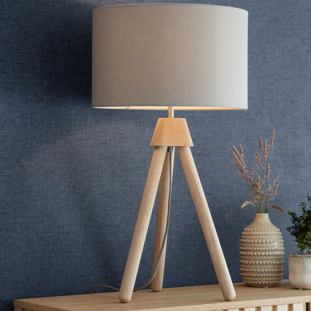 Product photograph of Garden Trading Hambledon Oak Table Lamp from Olivia's