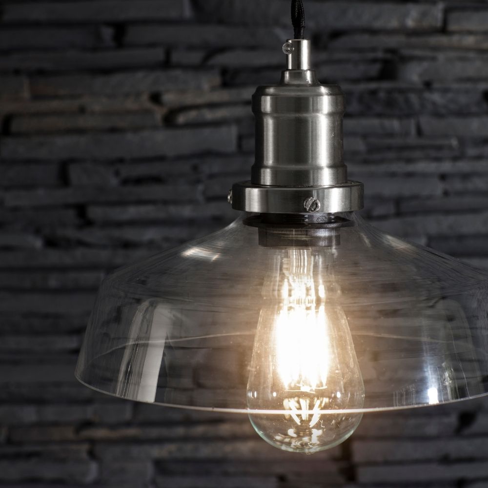 Product photograph of Garden Trading Hoxton Satin Nickel Pendant Light from Olivia's.