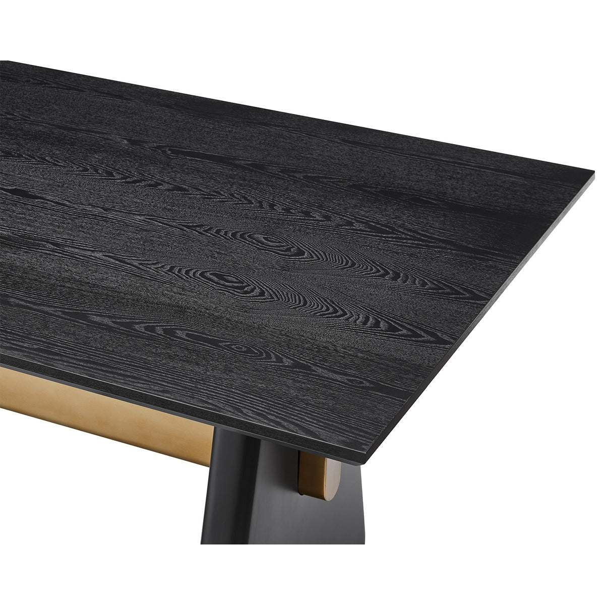 Product photograph of Walden Dining Table - Black Ash Veneer Brushed Brass from Olivia's.