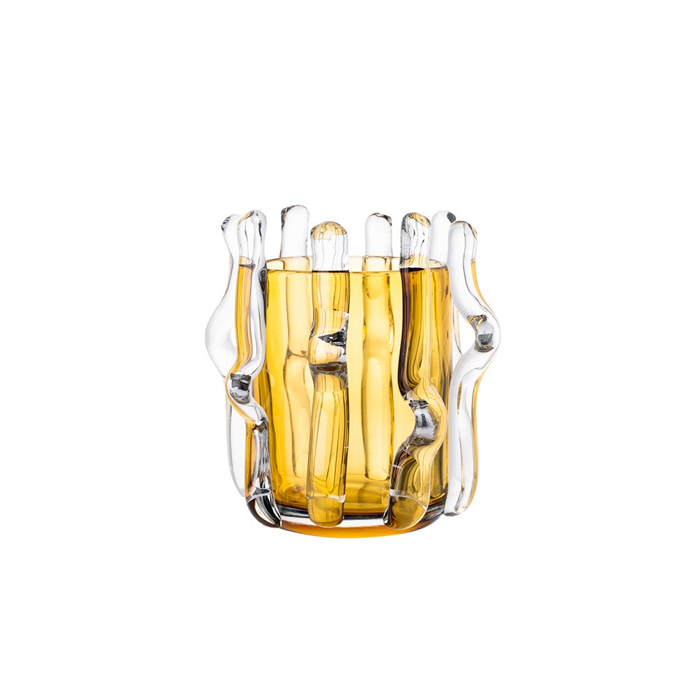 Product photograph of Liang Eimil Aura Glass Vase Small Amber Clear from Olivia's