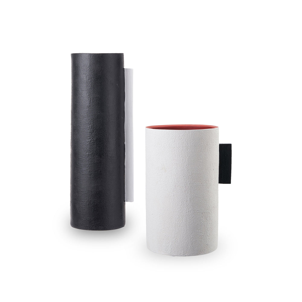 Product photograph of Liang Eimil Santi Ii Ceramic Vase Black White Red from Olivia's.