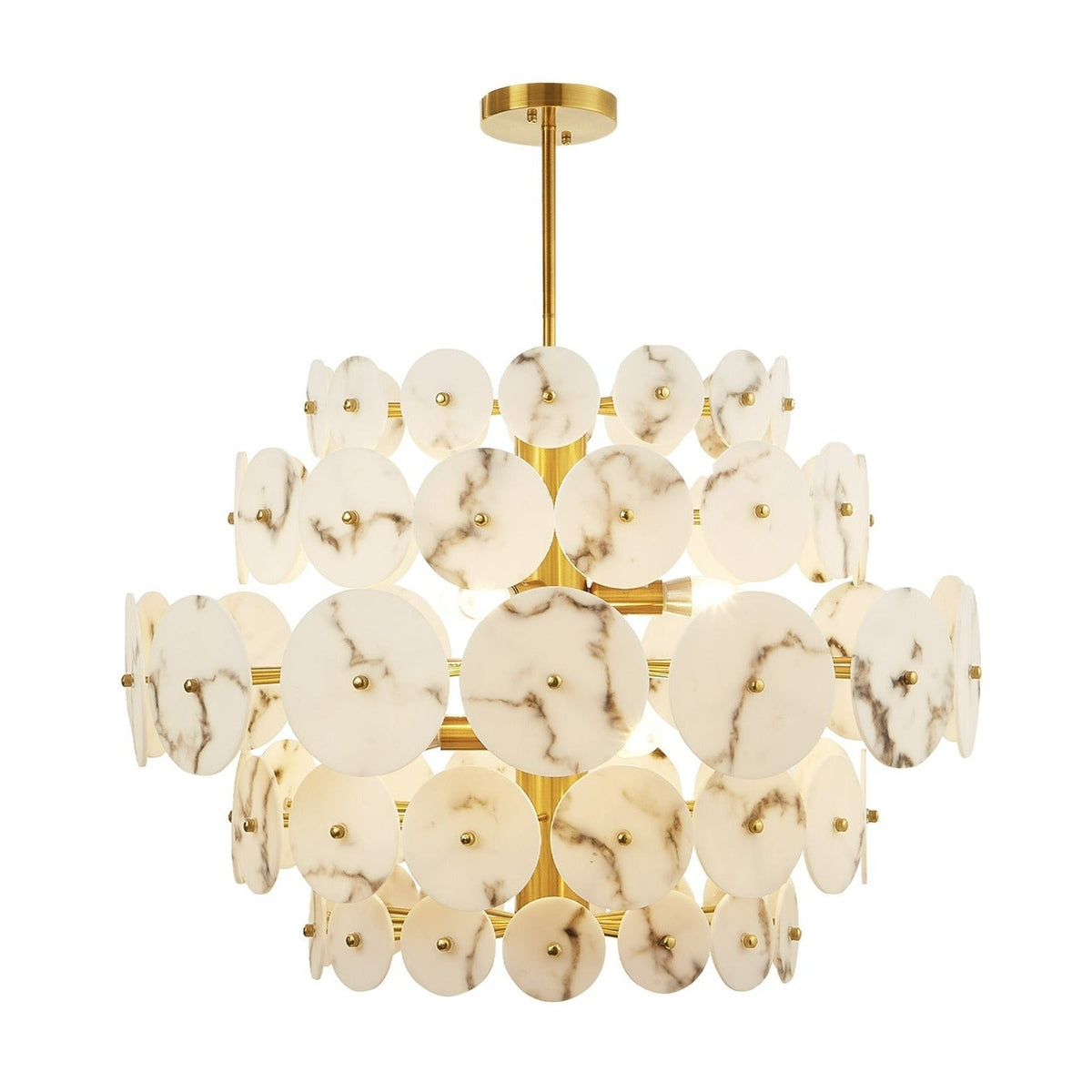 Product photograph of Liang Eimil Momo Chandelier In Antique Brass Alabaster from Olivia's