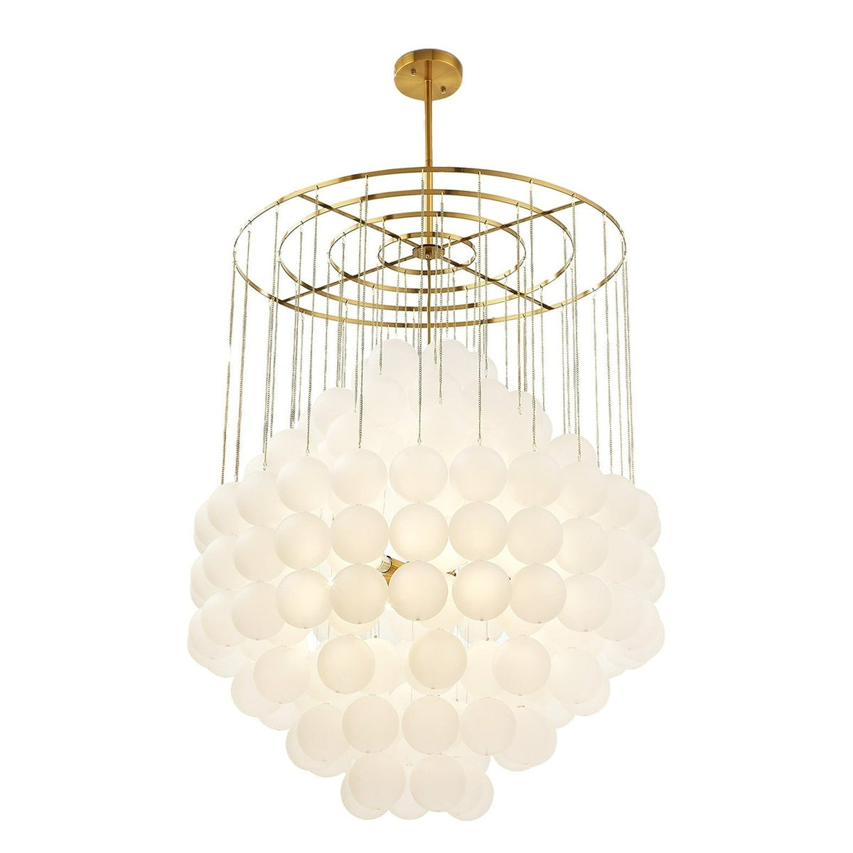 Product photograph of Liang Eimil Moon Chandelier In Antique Brushed Brass With Frosted Glass from Olivia's
