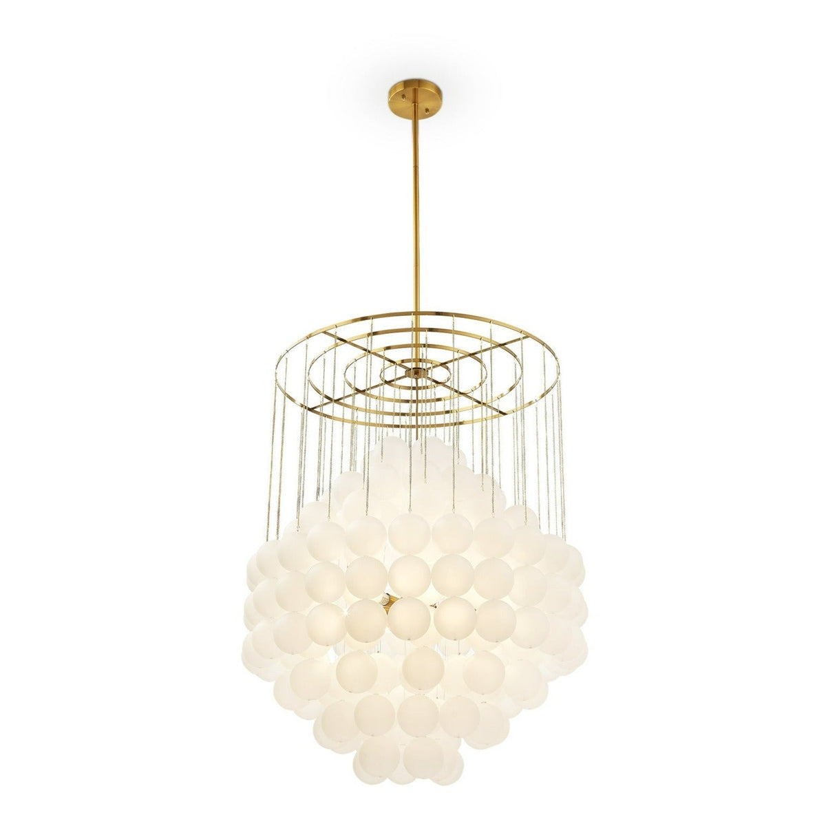 Product photograph of Liang Eimil Moon Chandelier In Antique Brushed Brass With Frosted Glass from Olivia's.