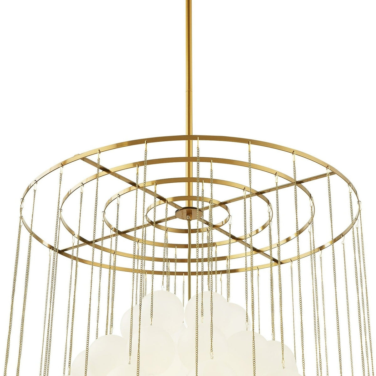 Product photograph of Liang Eimil Moon Chandelier In Antique Brushed Brass With Frosted Glass from Olivia's.