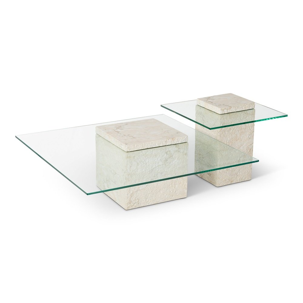 Liang Eimil Rock Coffee Table In Faux Marble Concrete Beige