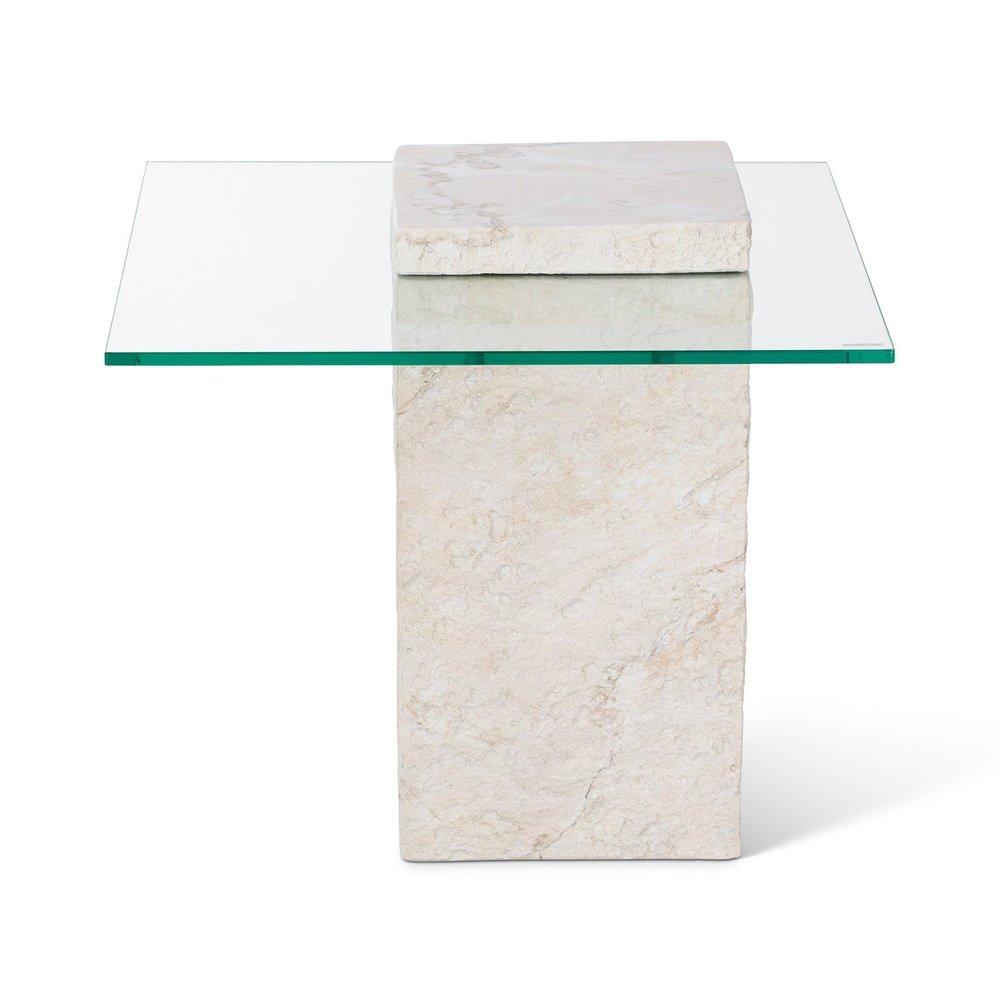Product photograph of Liang Eimil Rock Side Table In Faux Marble Concrete Beige from Olivia's.
