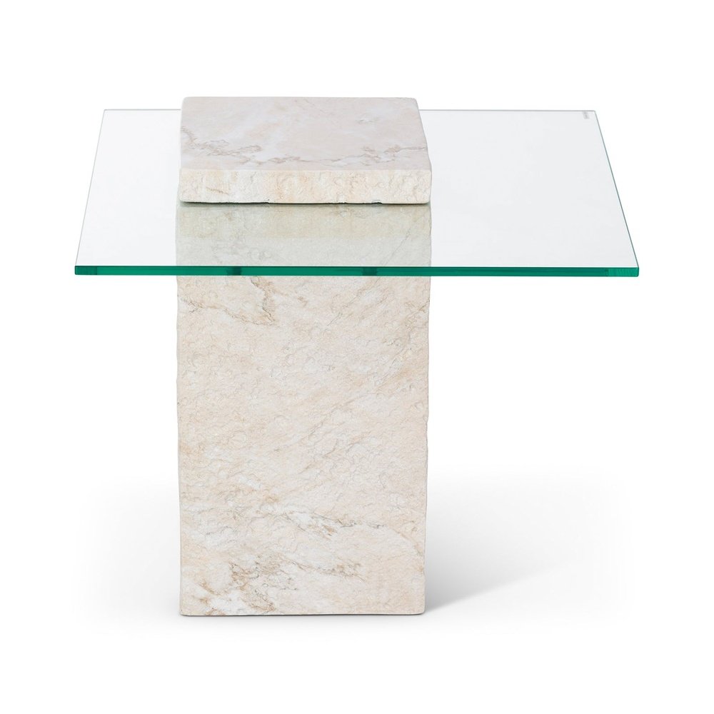 Product photograph of Liang Eimil Rock Side Table In Faux Marble Concrete Beige from Olivia's