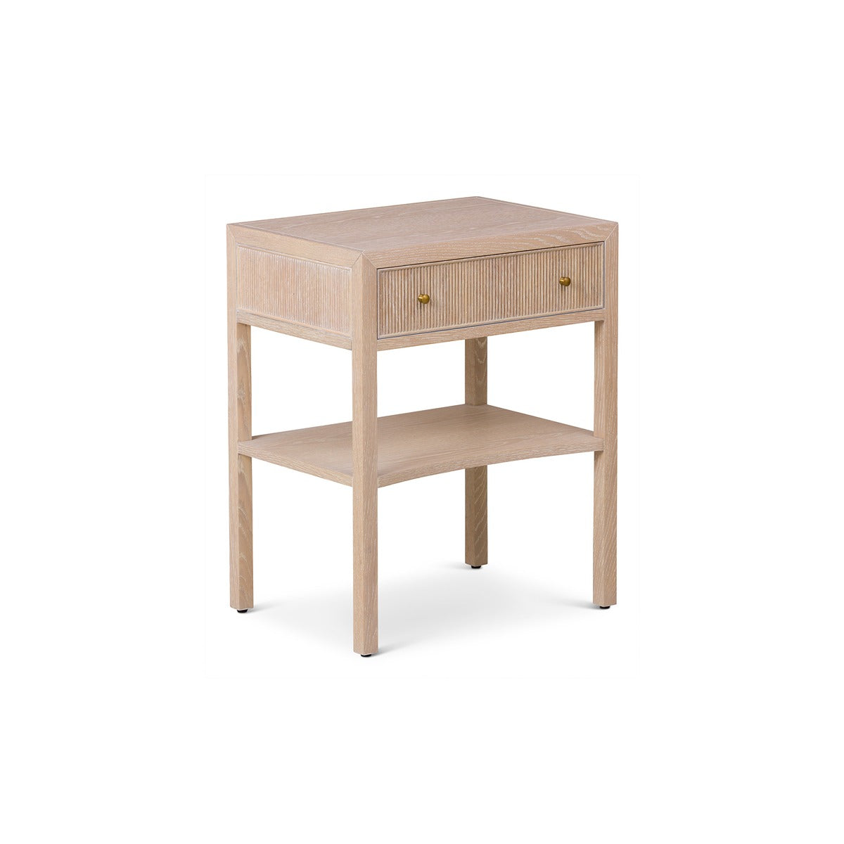 Product photograph of Toronto 1 Drawer Bedside Table - Natural Oak Brass from Olivia's.