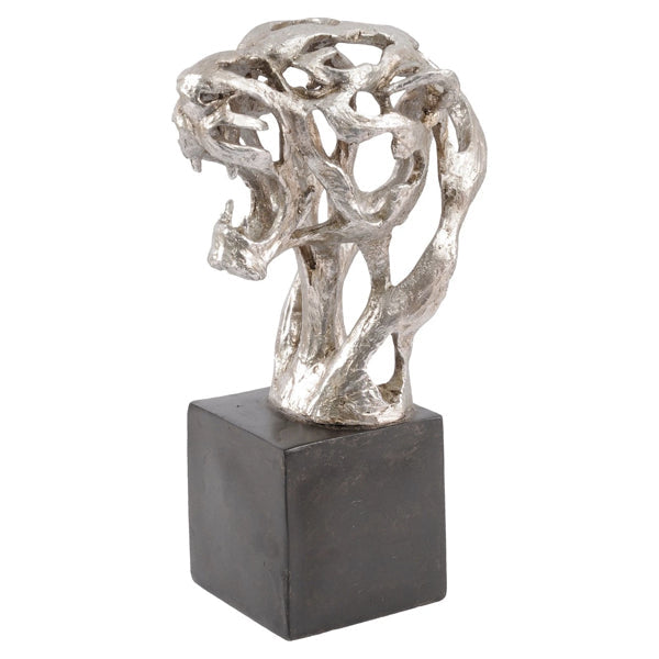 Product photograph of Libra Midnight Mayfair Collection - Addo Abstract Tiger Head Sculpture In Silver Outlet from Olivia's