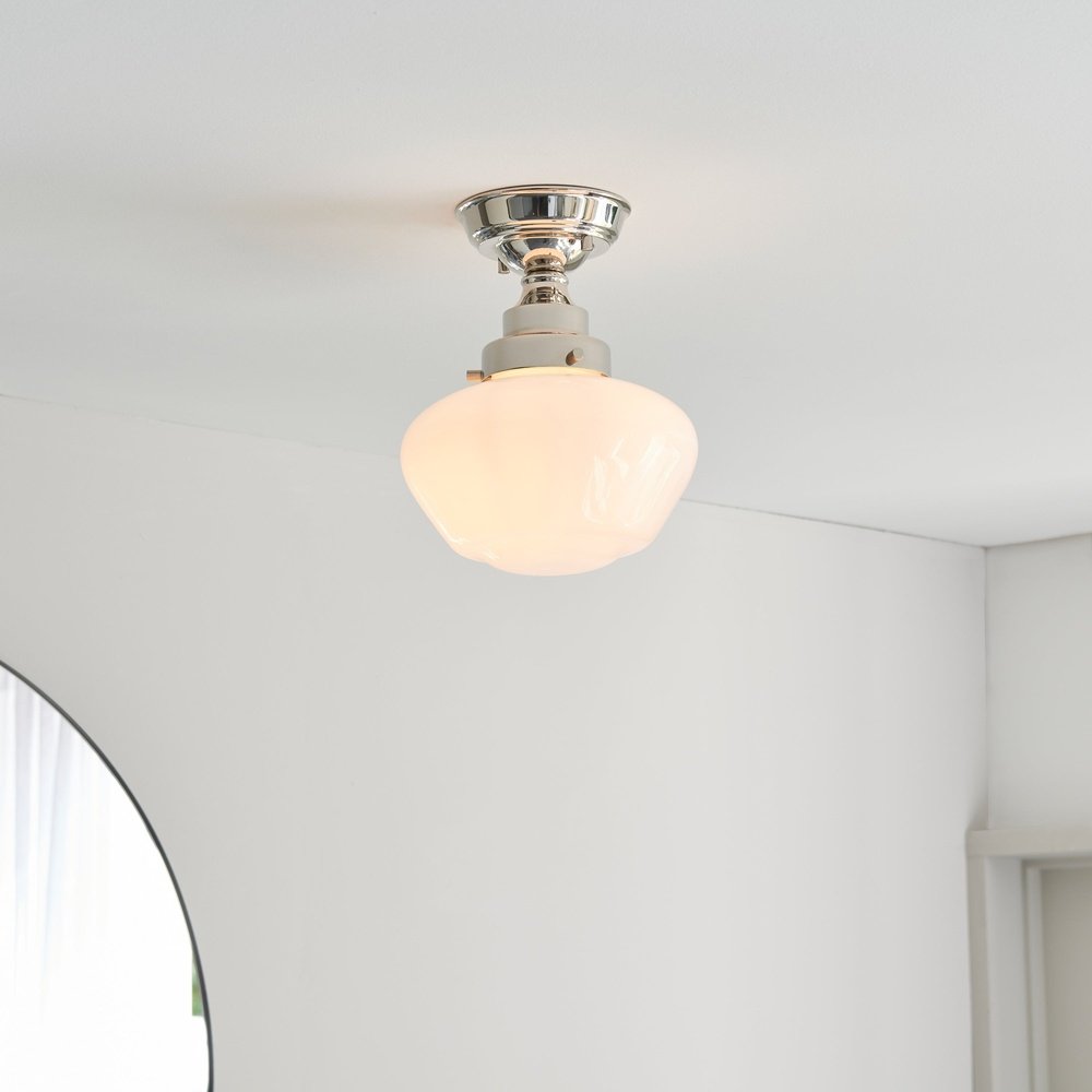 Product photograph of Olivia S Isabella Ceiling Light In Nickel Opal Glass from Olivia's.