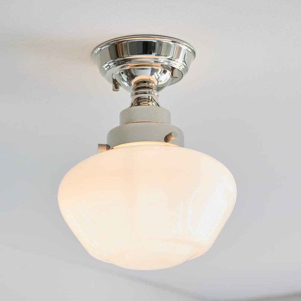 Product photograph of Olivia S Isabella Ceiling Light In Nickel Opal Glass from Olivia's.