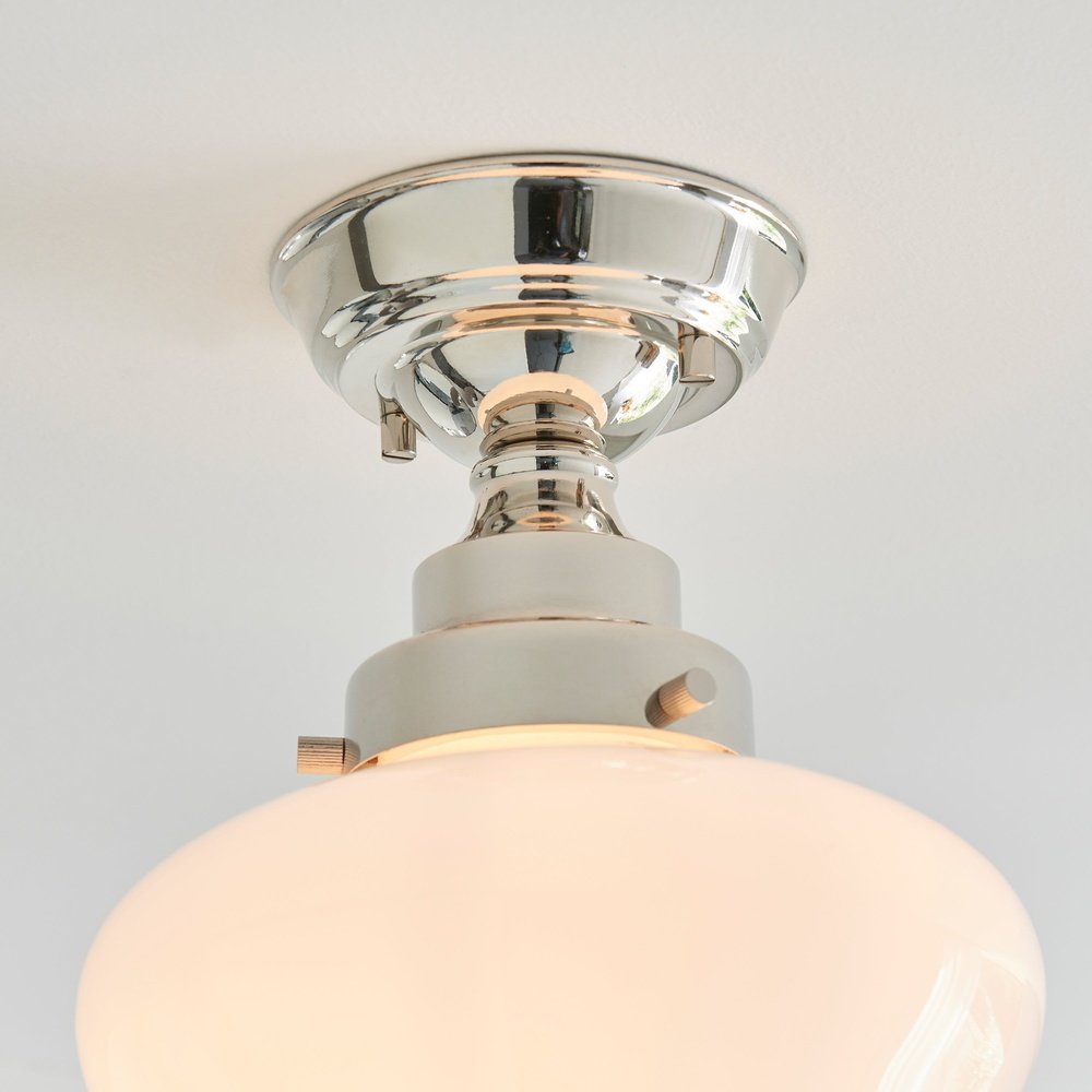 Product photograph of Olivia S Isabella Ceiling Light In Nickel Opal Glass from Olivia's.