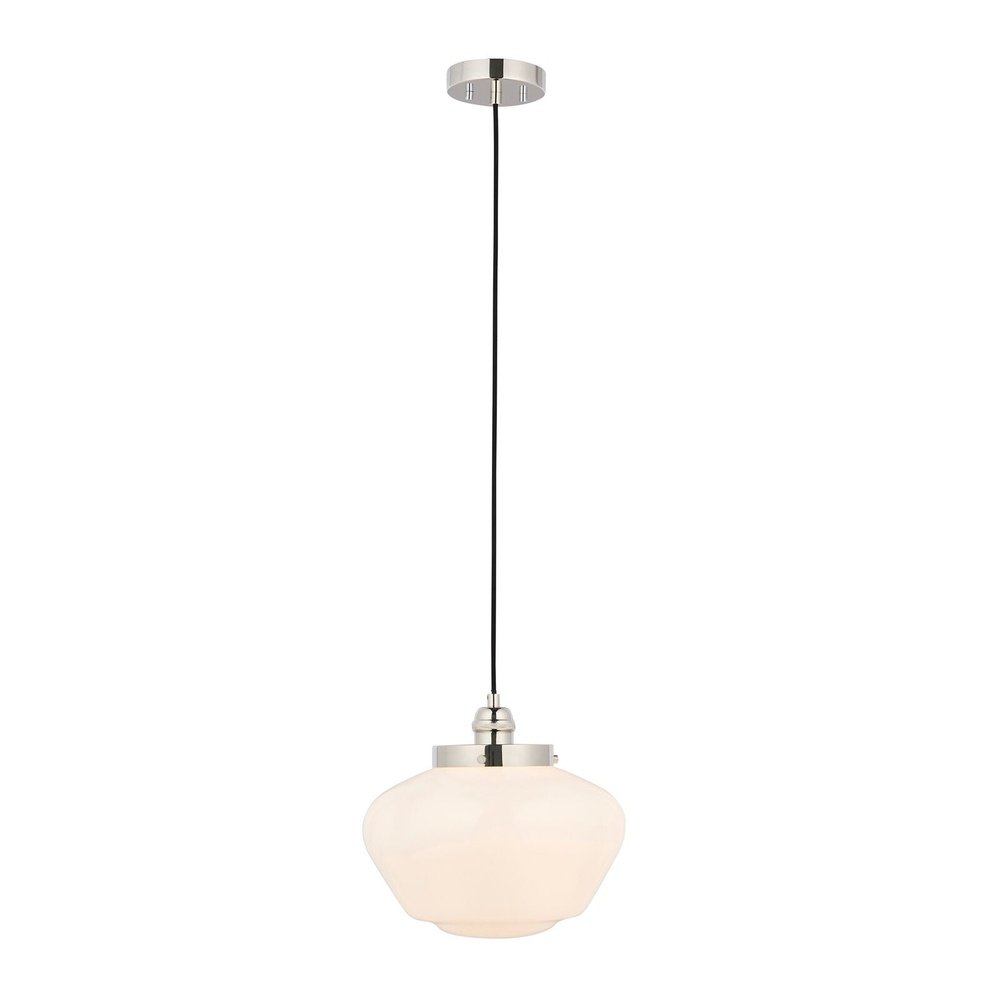 Product photograph of Olivia S Isabella Pendant Light In Nickel Opal Glass from Olivia's