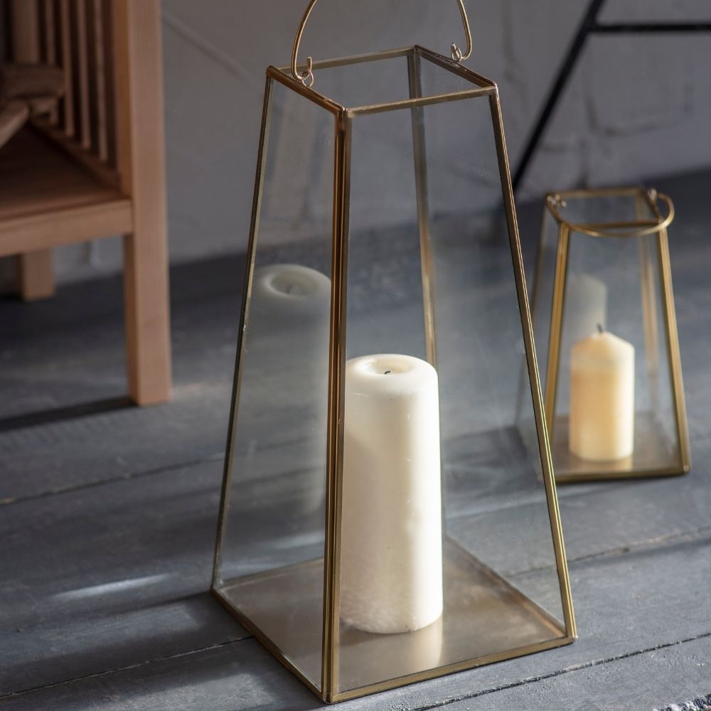 Product photograph of Garden Trading Large Ablington Lantern In Antique Brass Finish from Olivia's