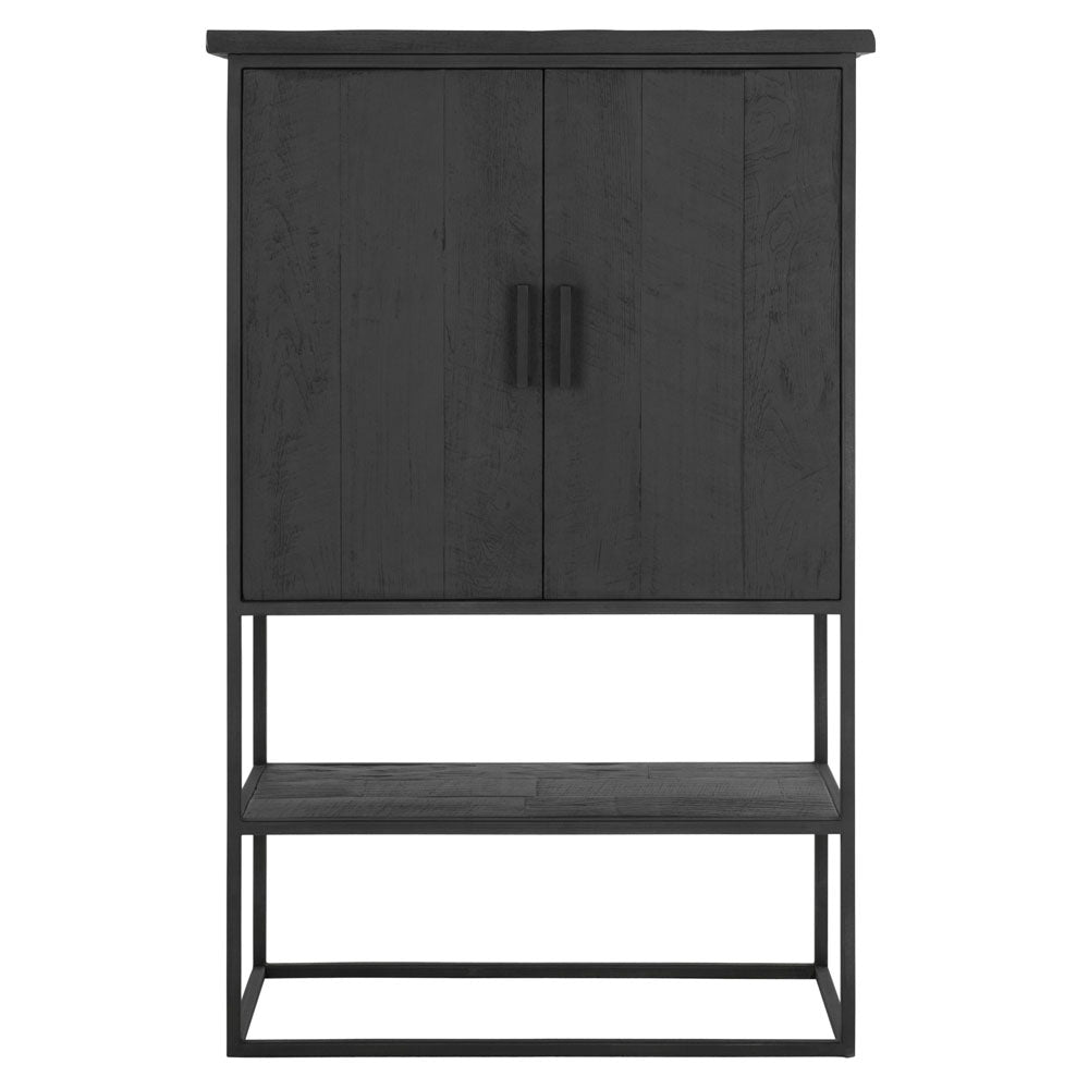 Product photograph of Dtp Home Beam Cabinet With Open Rack In Recycled Black Teakwood Small from Olivia's.