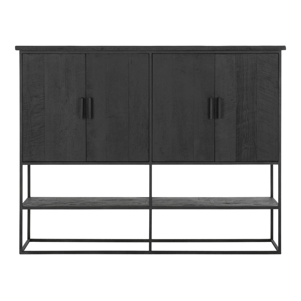 Product photograph of Dtp Home Beam Cabinet With Open Rack In Recycled Black Teakwood Small from Olivia's.