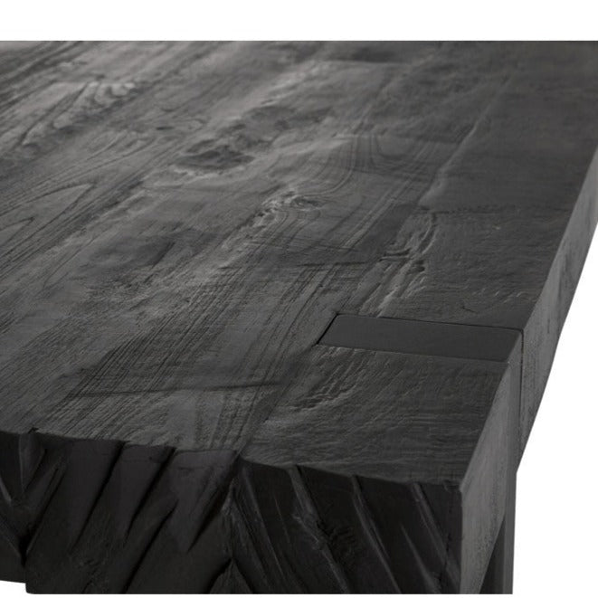 Product photograph of Dtp Home Beam Dining Table With Recycled Teakwood Finish Top In Black Medium from Olivia's.