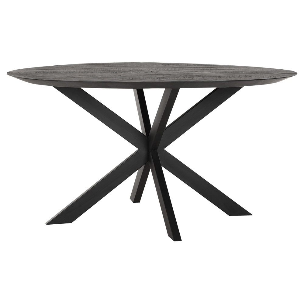 Dtp Home Round Dining Table In Black Recycled Teakwood Finish Small