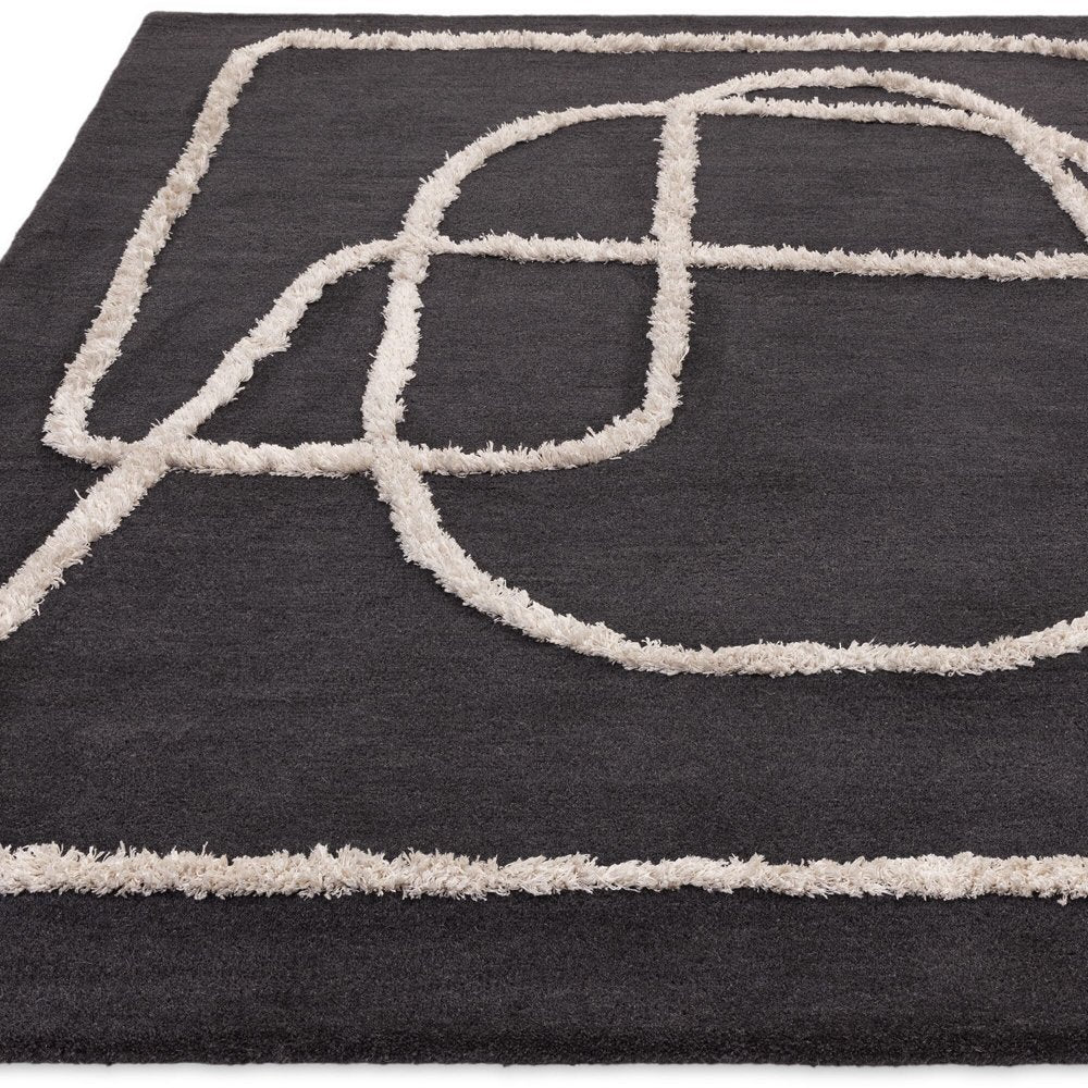 Product photograph of Asiatic Carpets Matrix Rug Infinity Charcoal 160x230cm from Olivia's.