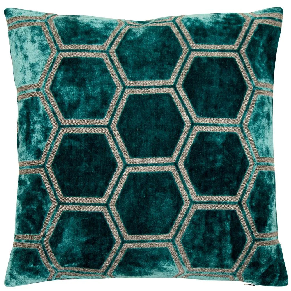 Product photograph of Malini Large Ivor Cushion In Teal from Olivia's