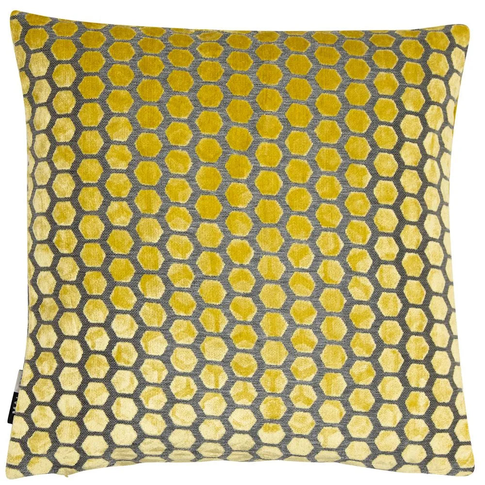 Product photograph of Malini Large Jorvik Cushion In Mustard from Olivia's