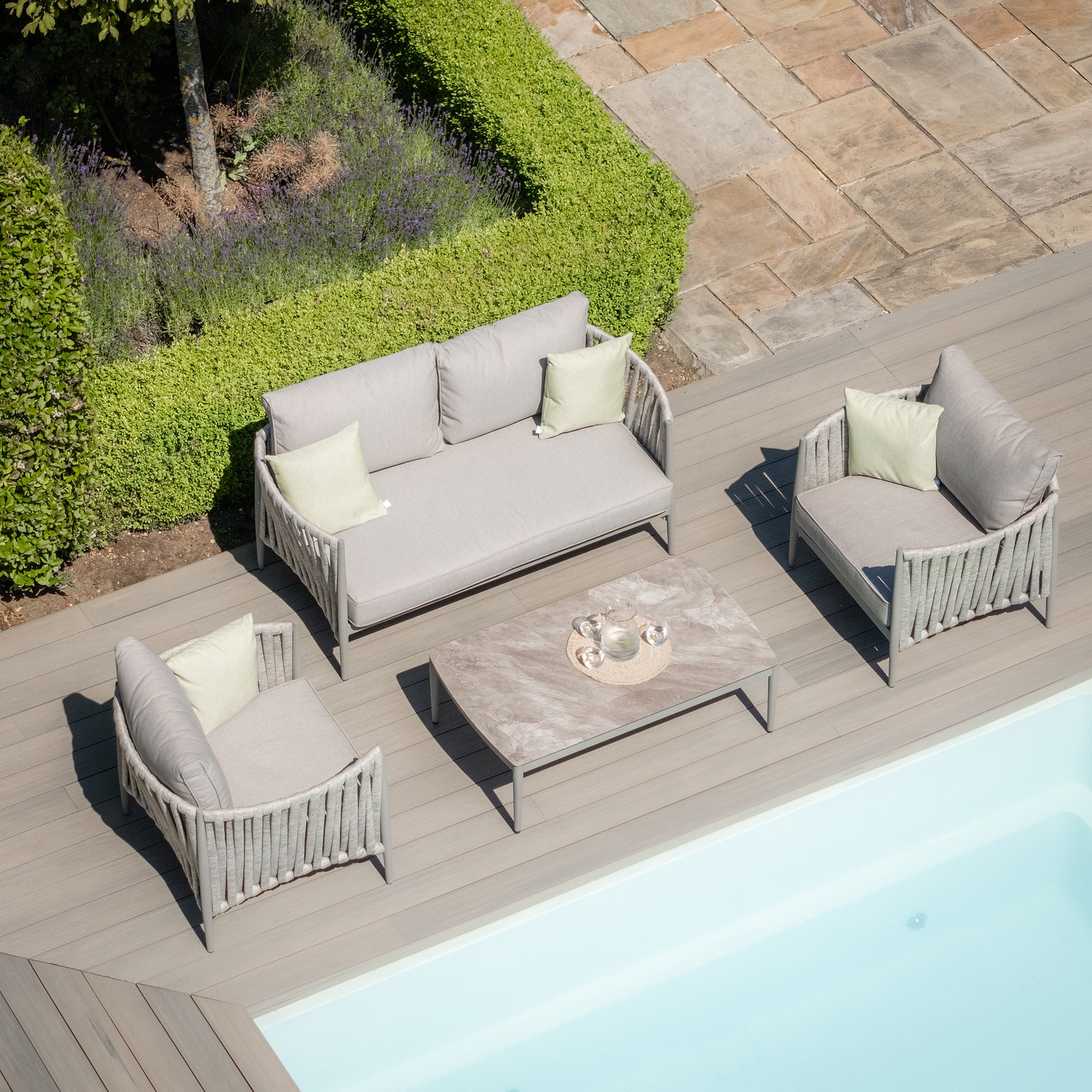 Product photograph of Milan Rope Weave 2 Seater Sofa Set - Cool Linen from Olivia's.