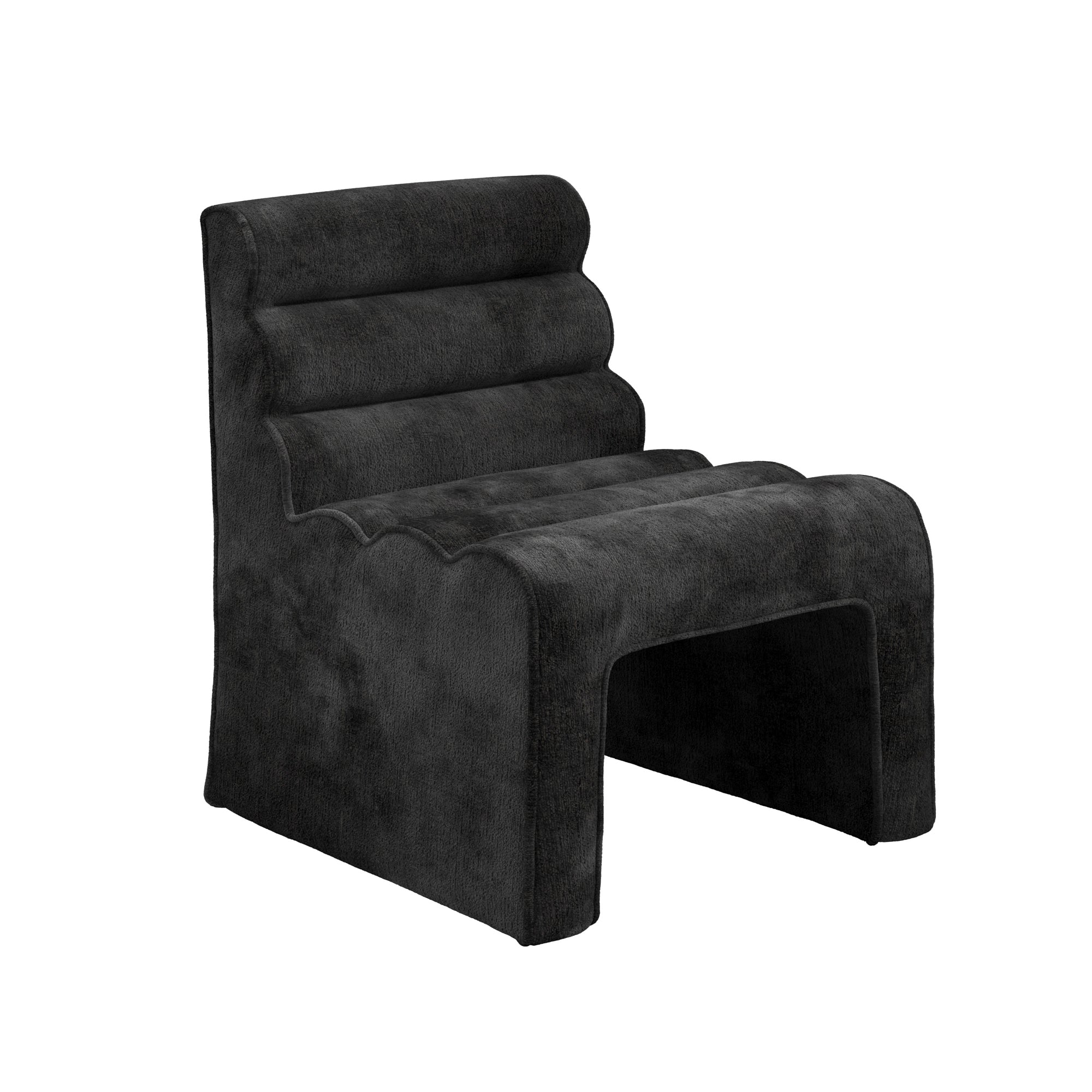 Oco Naomi Accent Chair In Black Velvet Chenille