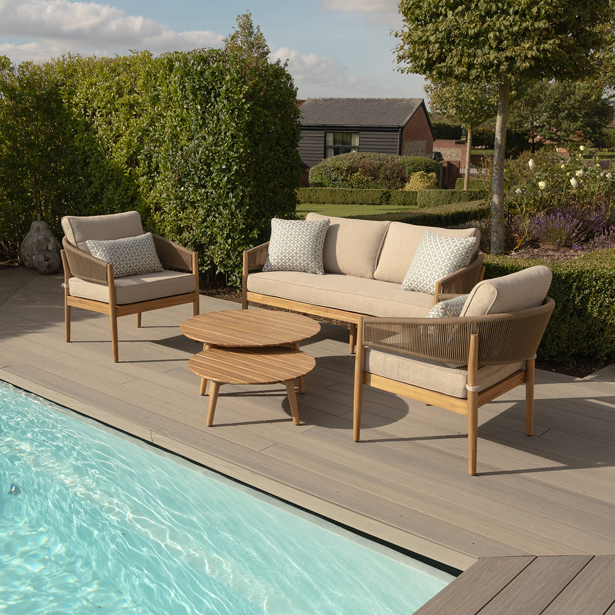 Product photograph of Maze Outdoor Porto Rope Weave Lounge Set In Sandstone 2 Seater from Olivia's.