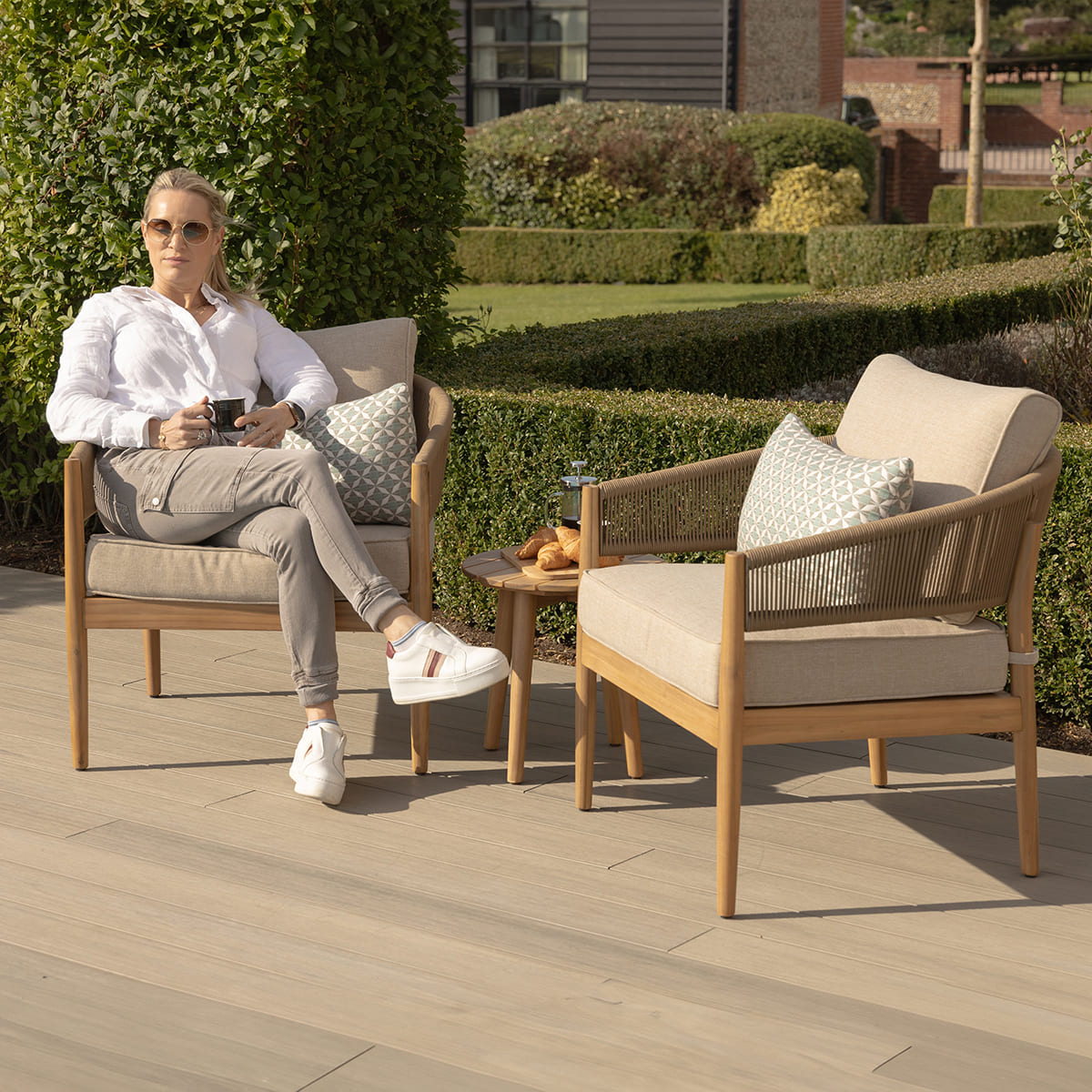 Product photograph of Maze Outdoor Port Rope Weave Lounge Set In Sandstone from Olivia's.