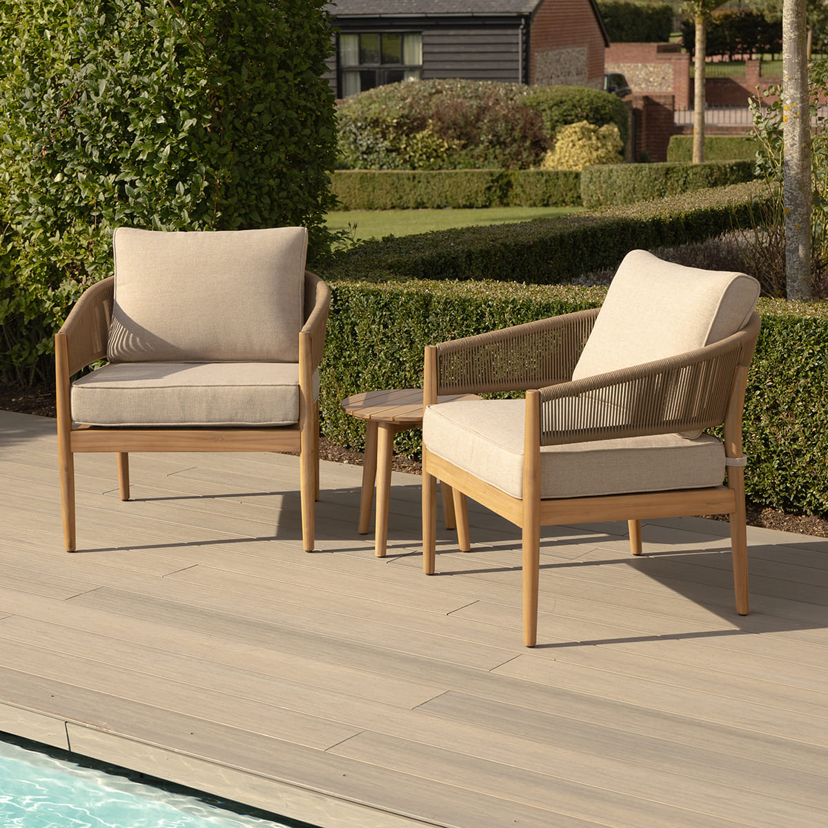 Product photograph of Maze Outdoor Port Rope Weave Lounge Set In Sandstone from Olivia's.