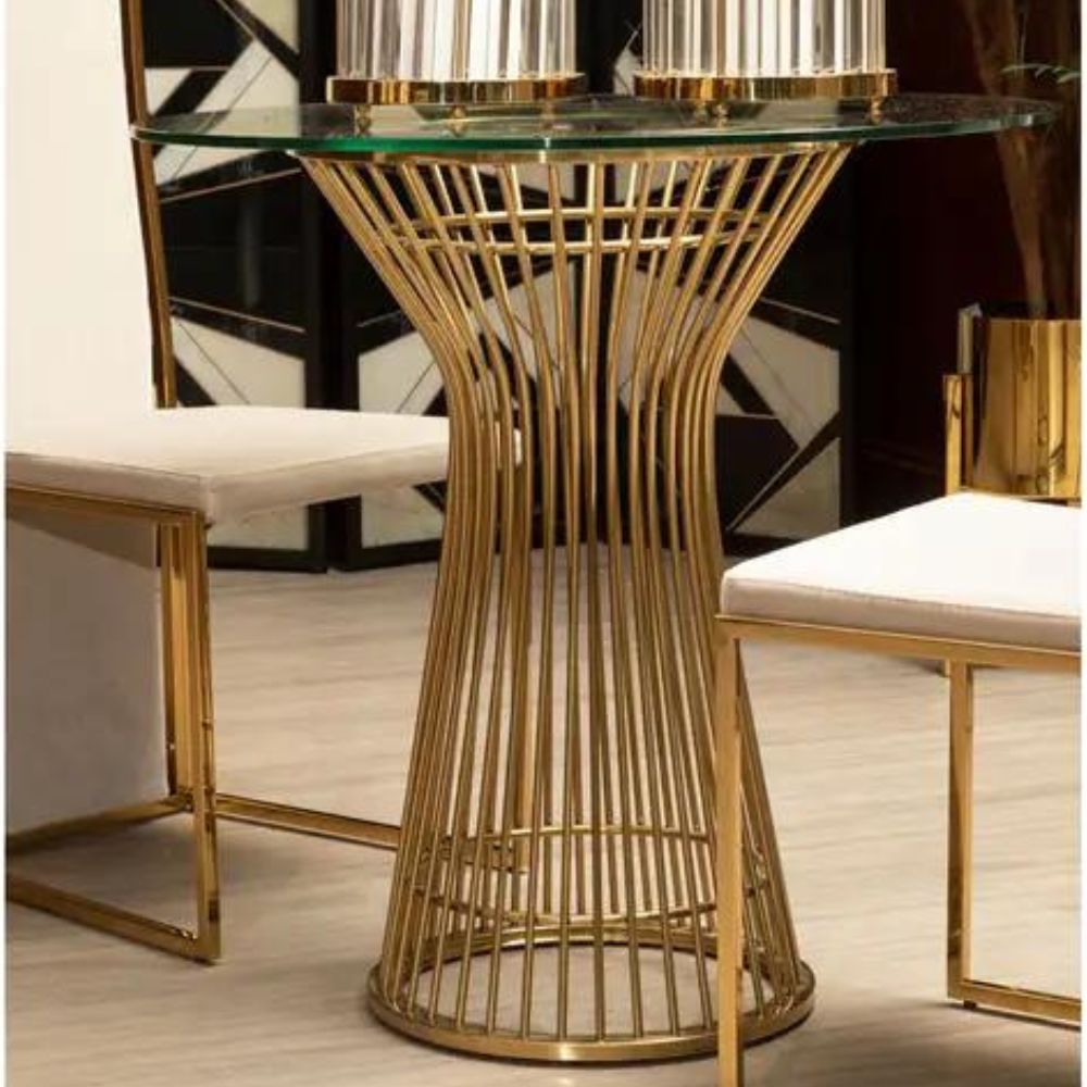 Product photograph of Olivia S Vogue Dining Table In Gold Gold from Olivia's.