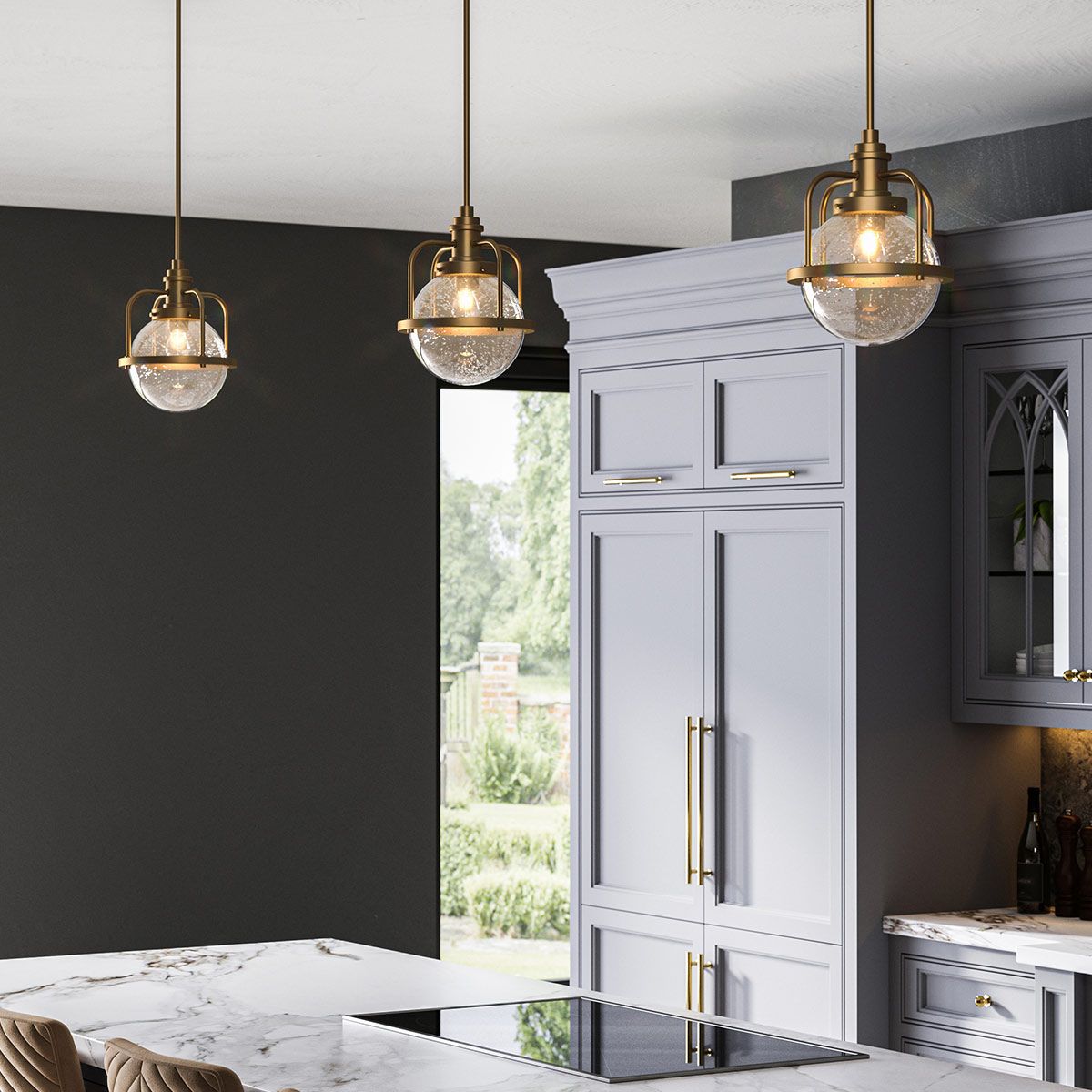 Product photograph of Triocent 1 Light Semi-flush Pendant Light from Olivia's.