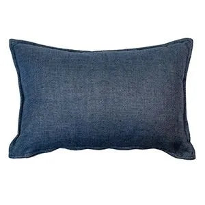 Product photograph of Malini Linea Rectangle Cushion In Denim from Olivia's