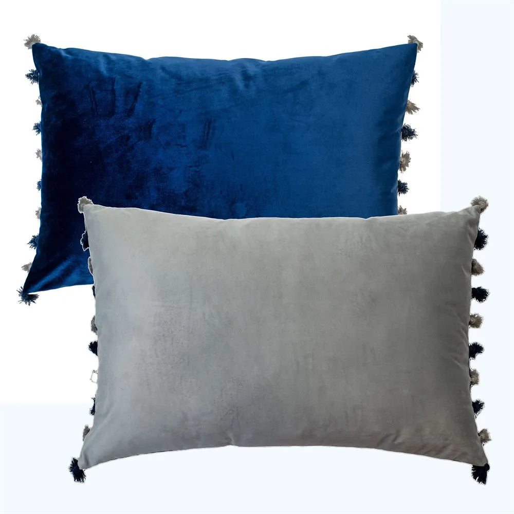 Product photograph of Malini Nappa Cushion In Navy Grey from Olivia's