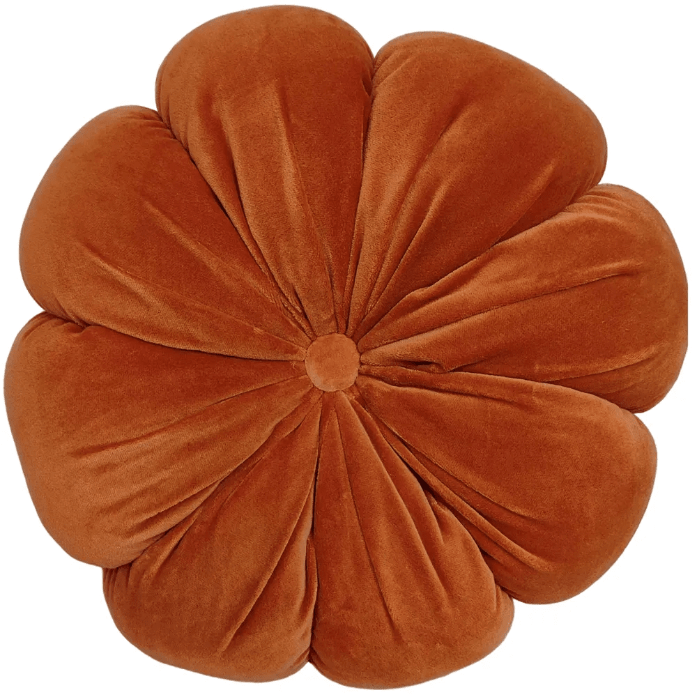 Malini Round Fleur Cushion In Rust