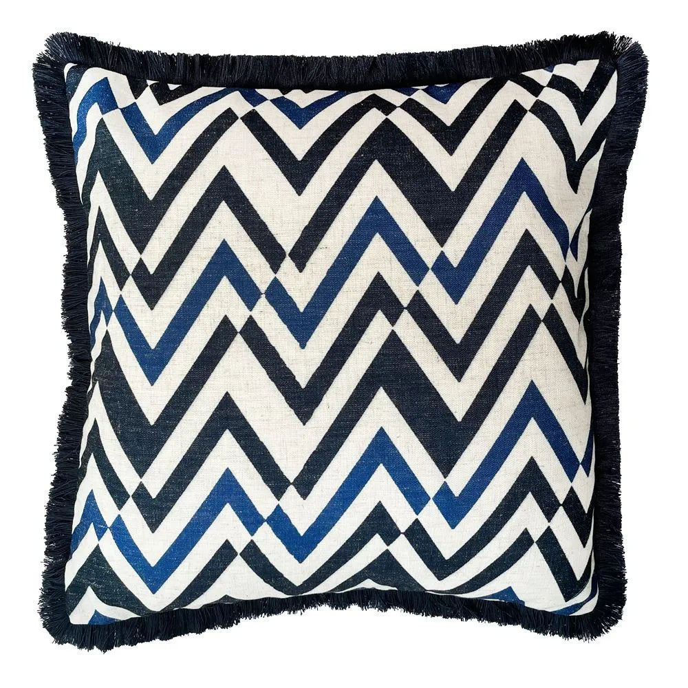 Product photograph of Malini Soma Cushion In Navy from Olivia's