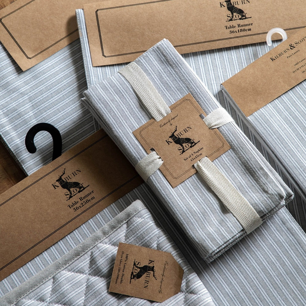 Product photograph of Woven Striped Table Runner 250cm - Grey from Olivia's.