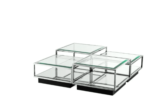 Eichholtz Tortona Polished Stainless Steel 4 Set Coffee Table