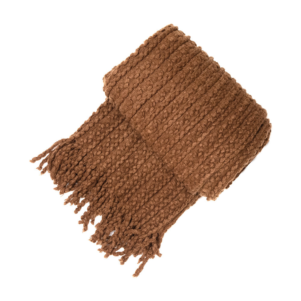 Product photograph of Malini Barley Twist Throw In Chocolate - 130 X 180cm - Outlet from Olivia's
